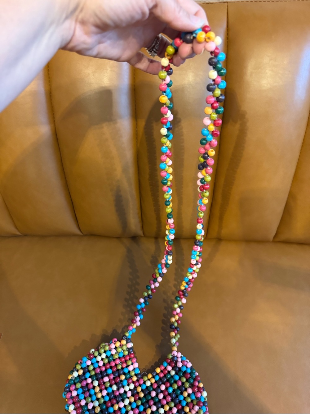 Beaded Heart Shaped Multicolor Shoulder Bag - Women - Picture 2 of 5